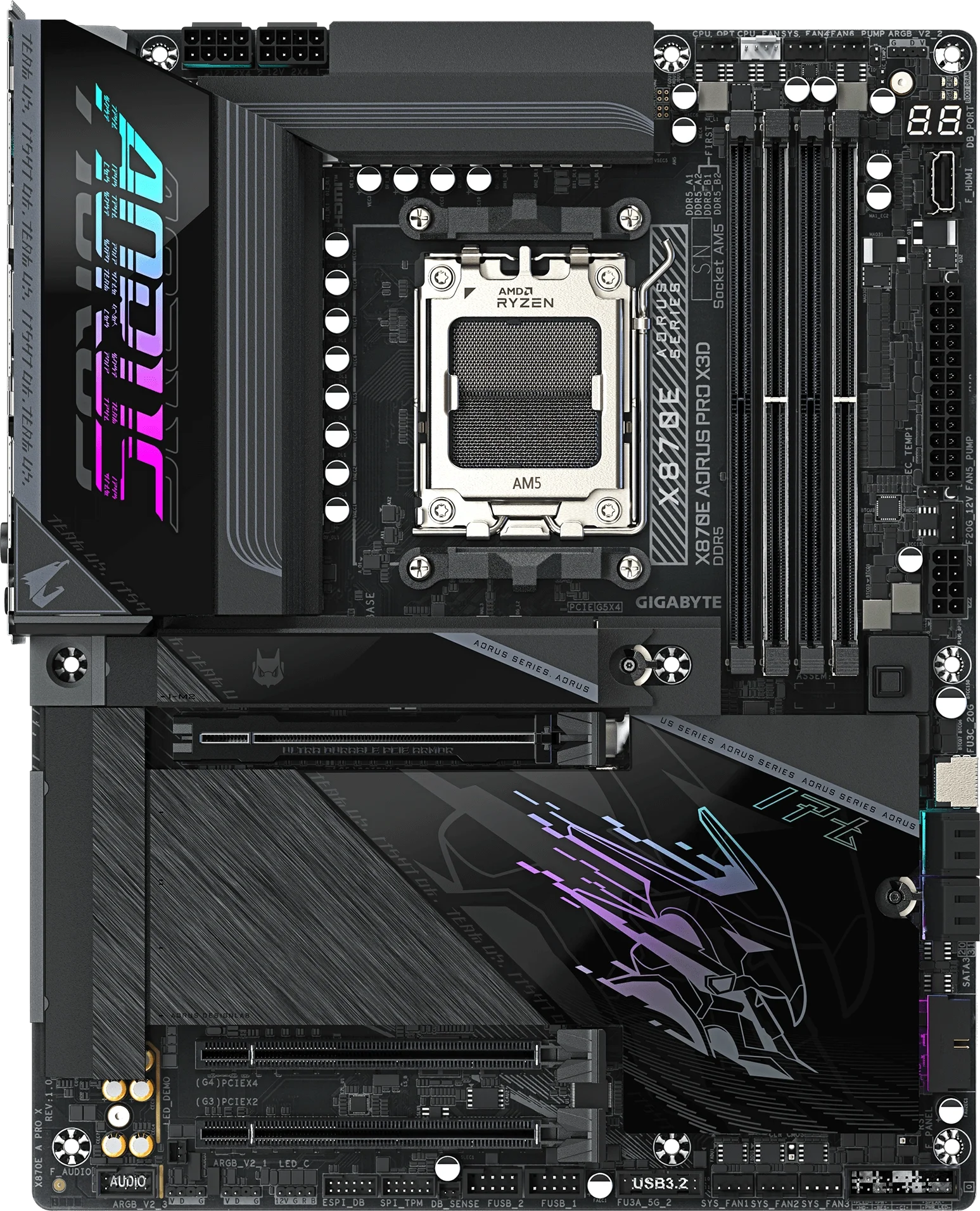 X870E AORUS PRO X3D ürün görünümü