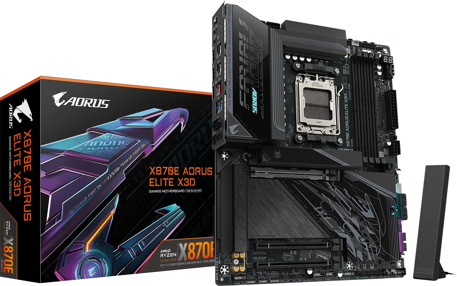 X870E AORUS ELITE X3D kutu ve ürün
