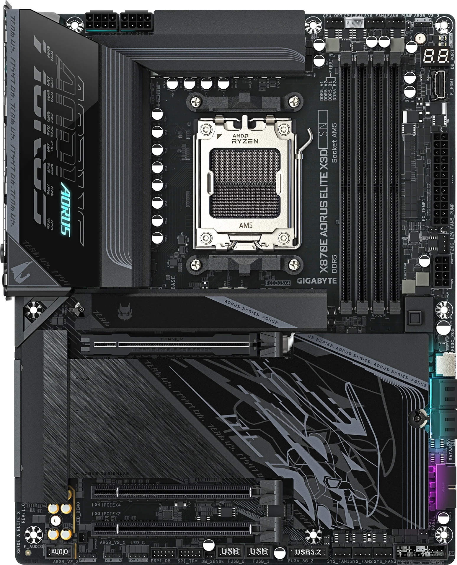 X870E AORUS ELITE X3D ürün görünümü