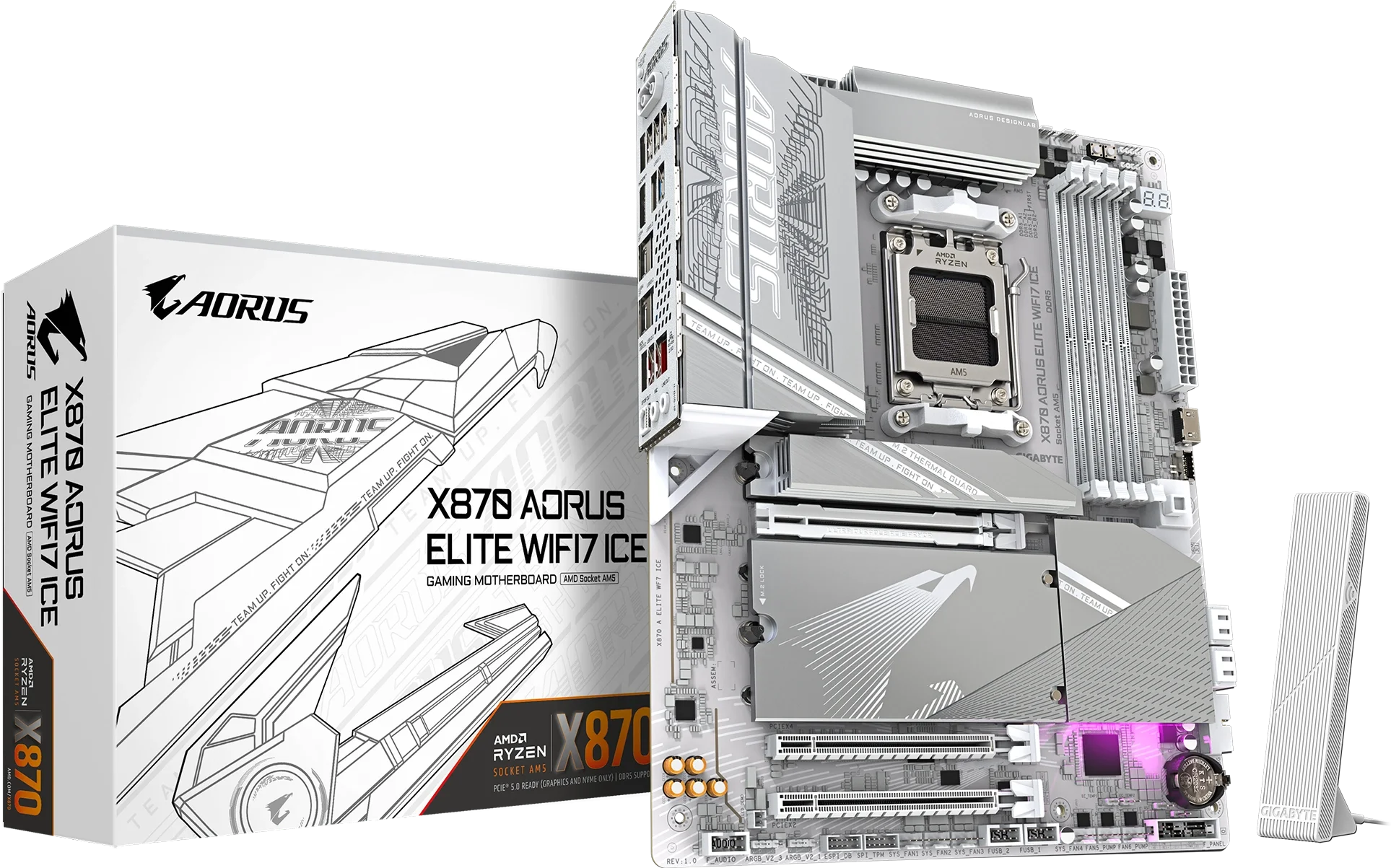 X870 AORUS ELITE WIFI7 ICE kutu ve ürün