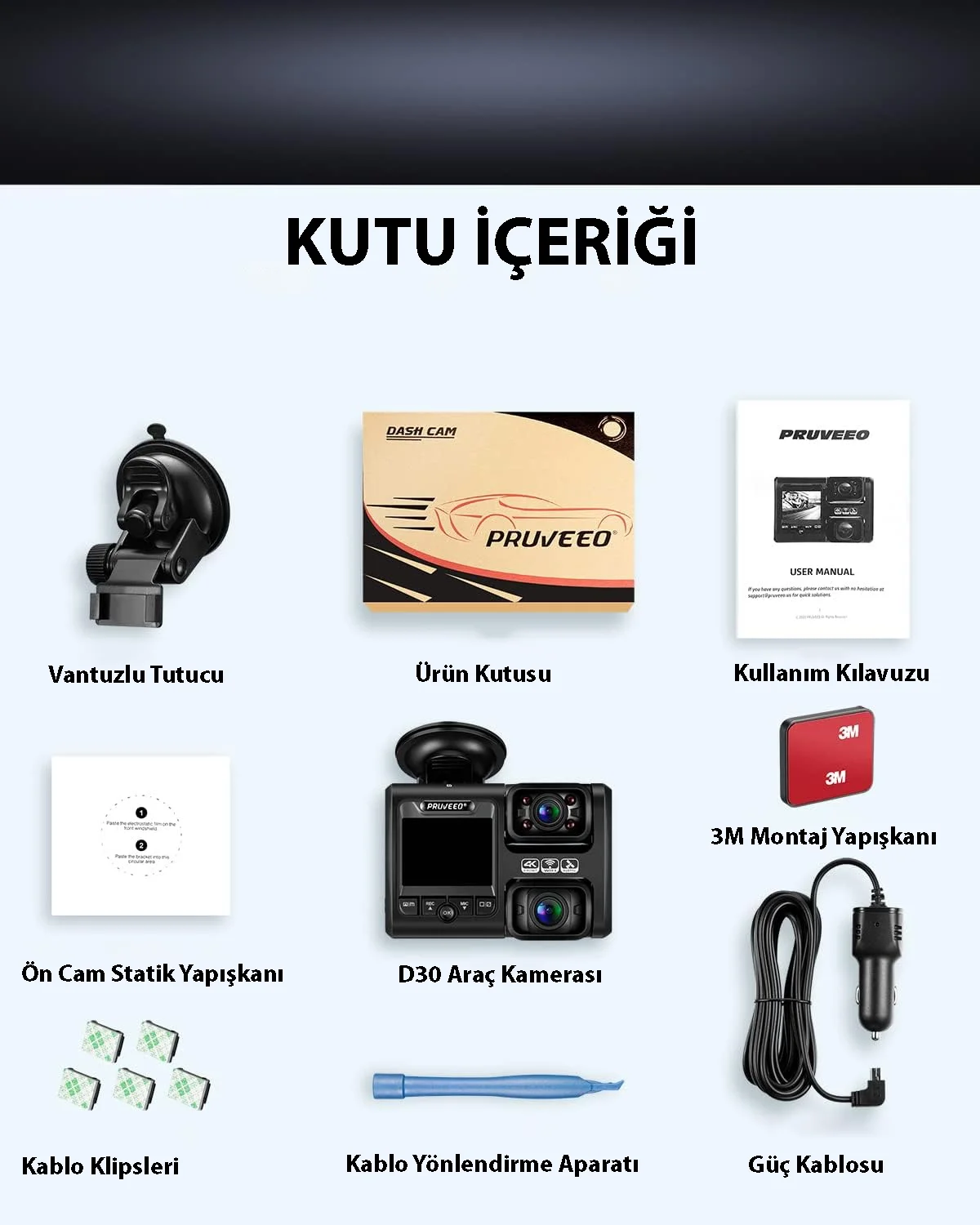 Pruveeo D30 4K Wi-Fi Araç Kamerası