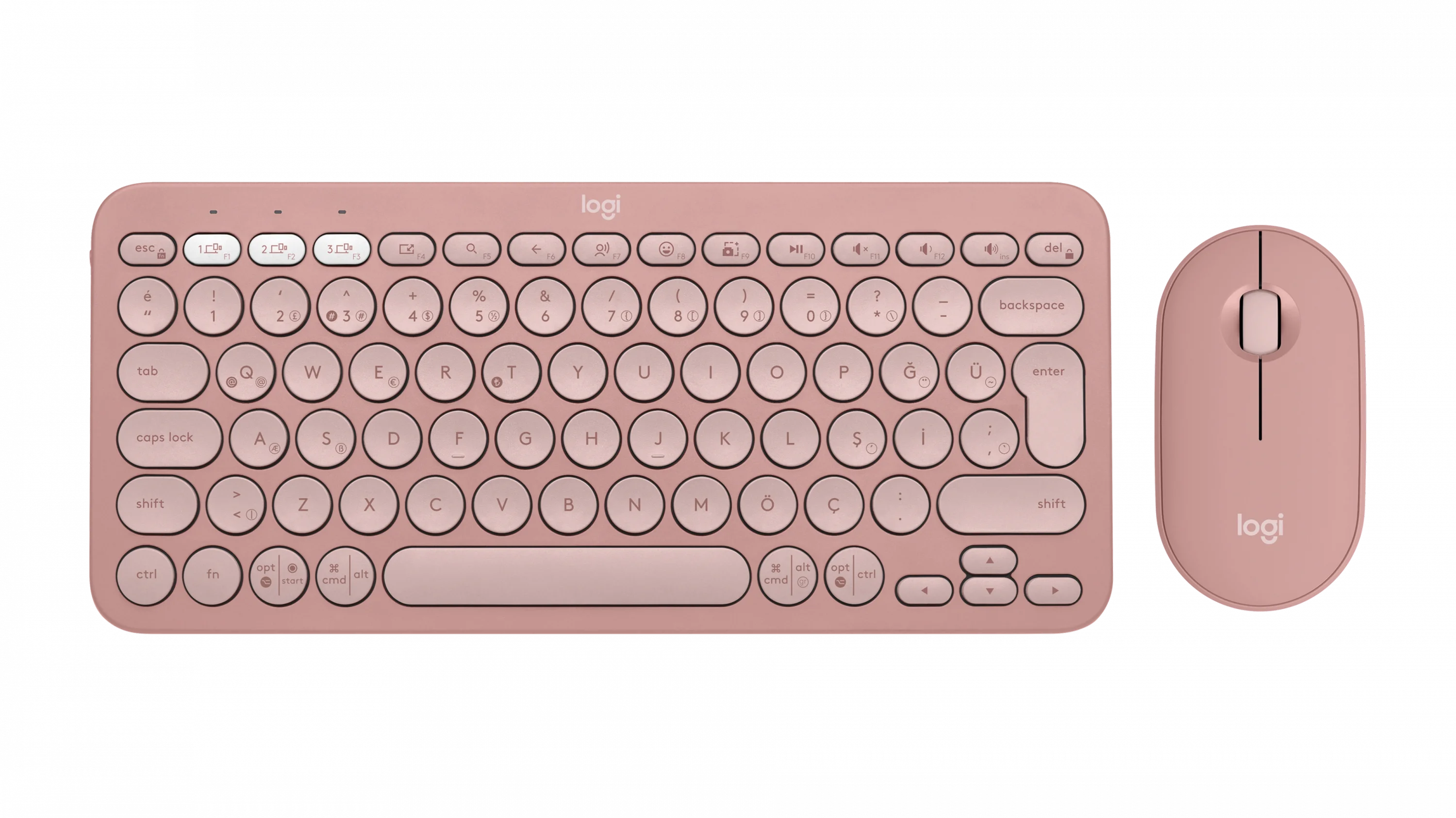 Pebble 2 Combo Pembe Türkçe Q klavye ve mouse seti