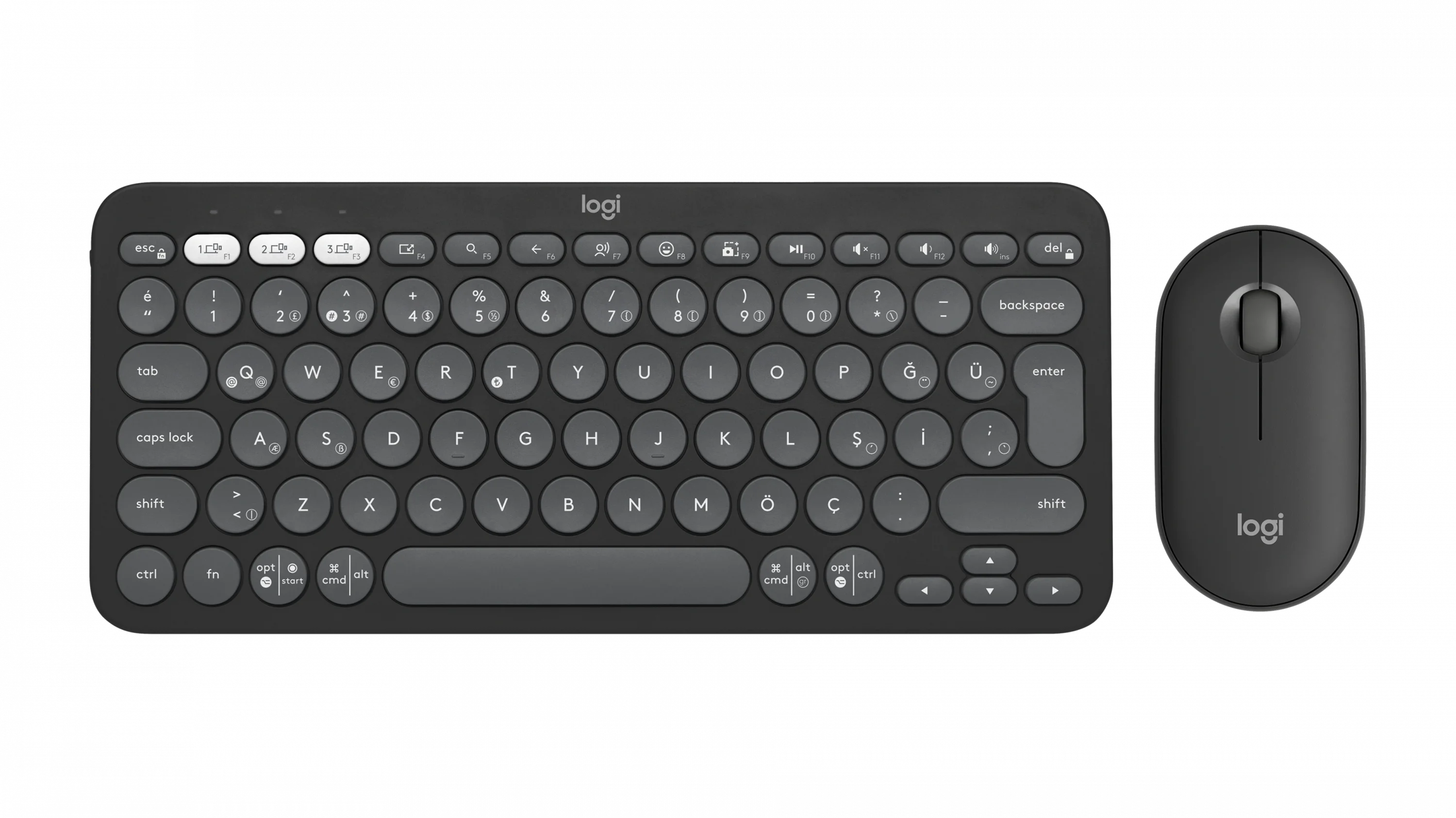 Pebble 2 Combo Grafit Türkçe Q klavye ve mouse seti
