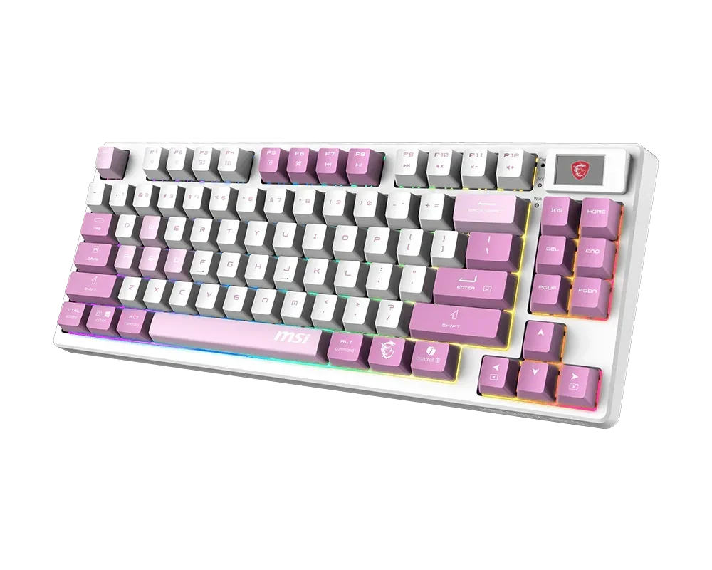 MSI FORGE GK600 TKL WIRELESS VIOLET farklı açı