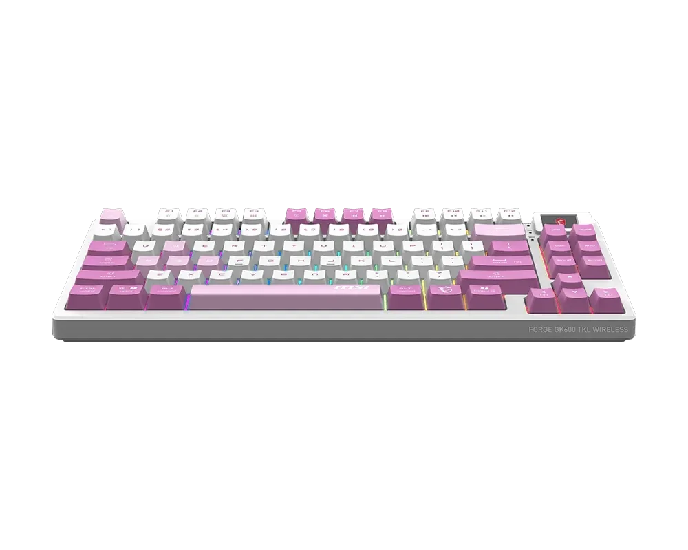 MSI FORGE GK600 TKL WIRELESS VIOLET farklı açı