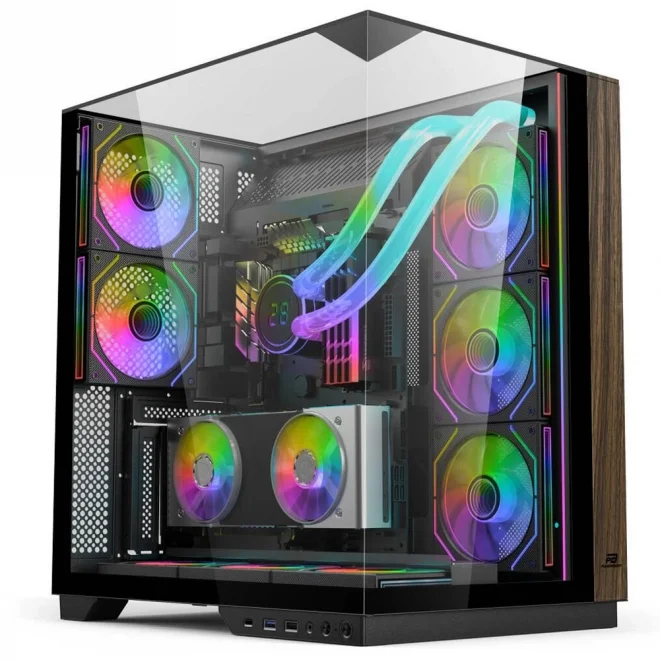 PowerBoost ECLIPSE Siyah Ahşap ARGB Tempered Glass USB 3.0 ATX Mid Tower Kasa