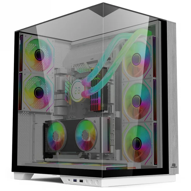 PowerBoost ECLIPSE Beyaz Ahşap ARGB Tempered Glass USB 3.0 ATX Mid Tower Kasa