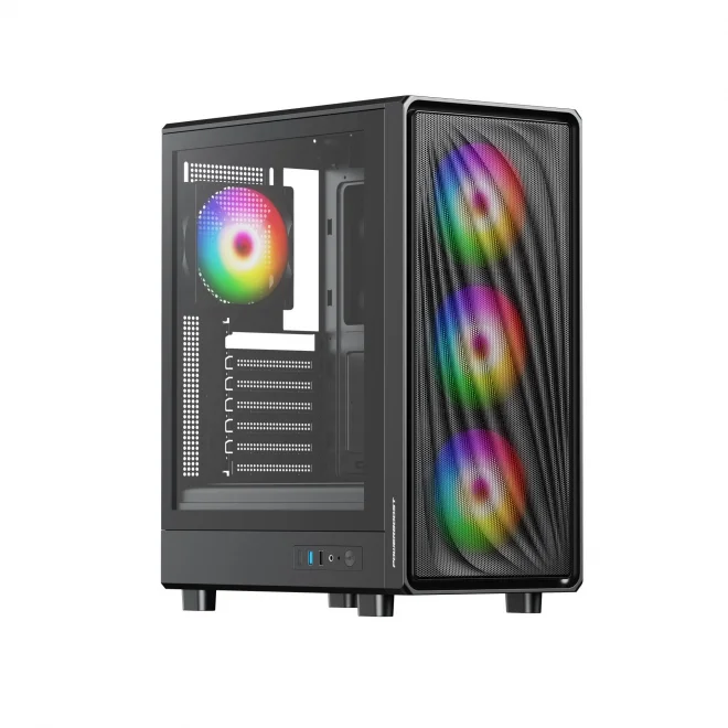 PowerBoost PBA5065B-650 650W 80+ Siyah ARGB Tempered Glass USB 3.0 E-ATX Mid Tower Kasa