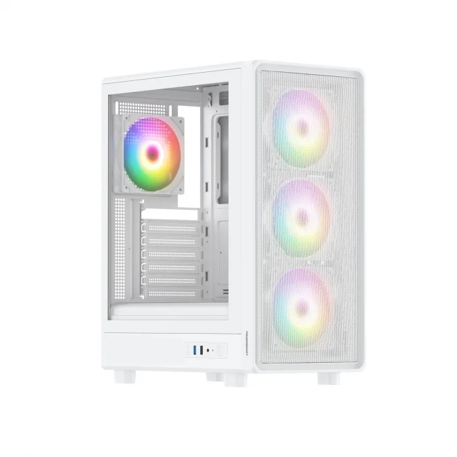 PowerBoost PBA5065W-650 650W 80+ Beyaz ARGB Tempered Glass USB 3.0 E-ATX Mid Tower Kasa