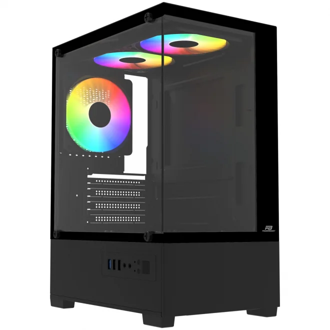 PowerBoost M5001B 500W Siyah Rainbow Tempered Glass USB 3.0 mATX Mini Tower Kasa