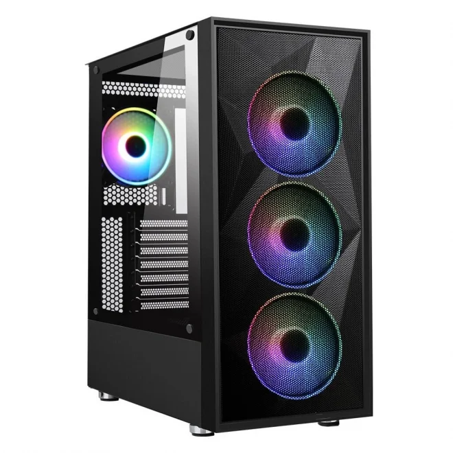 PowerBoost PB-3509BB 650W 80+ Siyah ARGB Tempered Glass USB 3.0 ATX Mid Tower Kasa