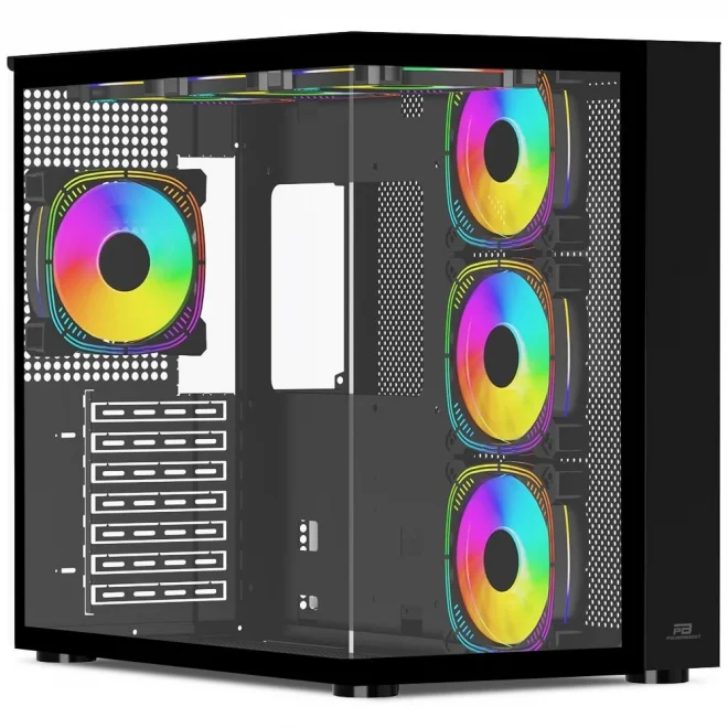 PowerBoost PB-SS02B Siyah RGB Tempered Glass USB 3.0 ATX Mid Tower Kasa