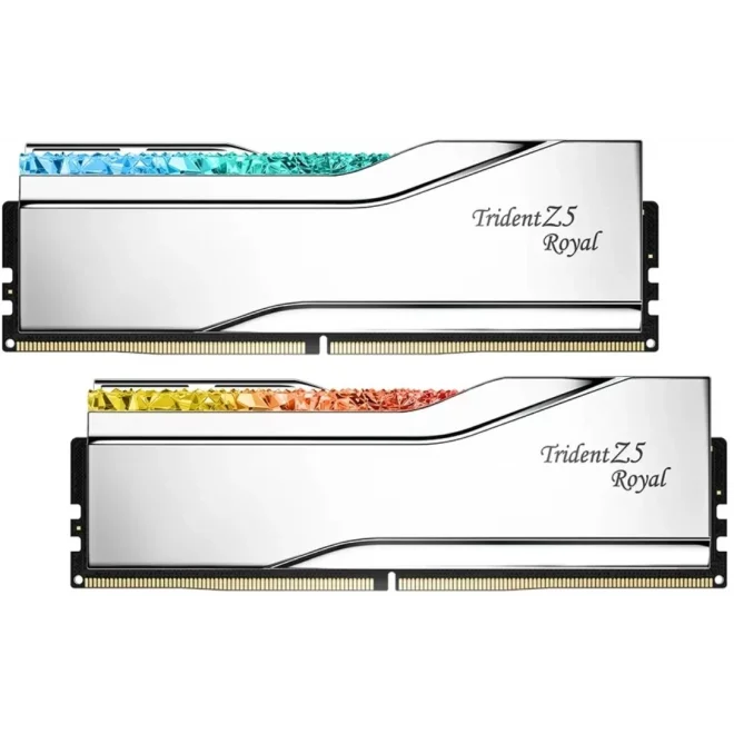 G.Skill 96GB(2x48) Trident Z5 Royal Silver RGB 6400Mhz CL32 DDR5 Ram (F5-6400J3239F48GX2-TR5S)