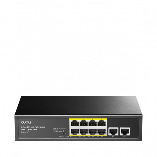 Cudy FS1010P 8 Port 10/100Mbps  2*FE Uplink VLAN&Extend Mode 250m 120W POE+ Ethernet Switch