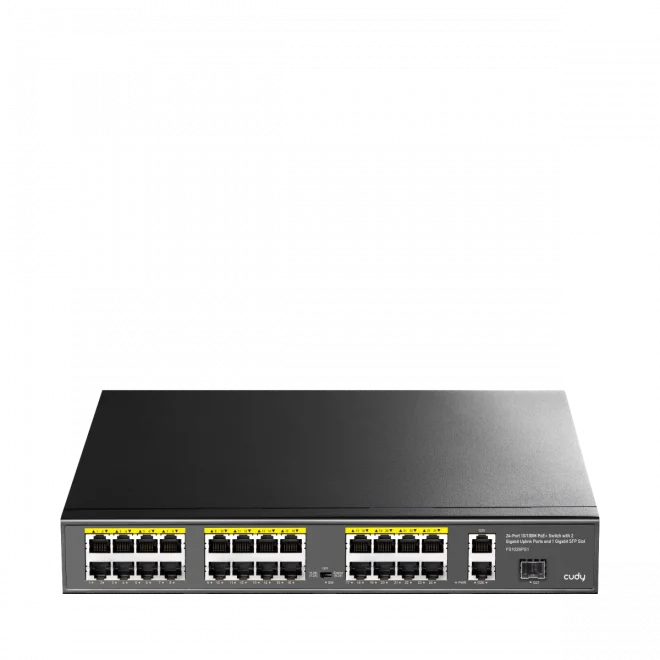 Cudy FS1026PS1 24 Port 10/100Mbps 1*SFP 2*GE RJ45 VLAN&Extend Mode 250m 300W 1U POE+ Ethernet Switch