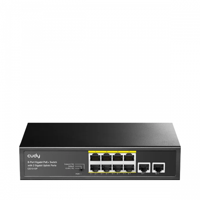 Cudy GS1010P 8 Port 10/100/1000Mbps 2*GE Uplink VLAN&Extend Mode 250m 120W POE+ Ethernet Switch