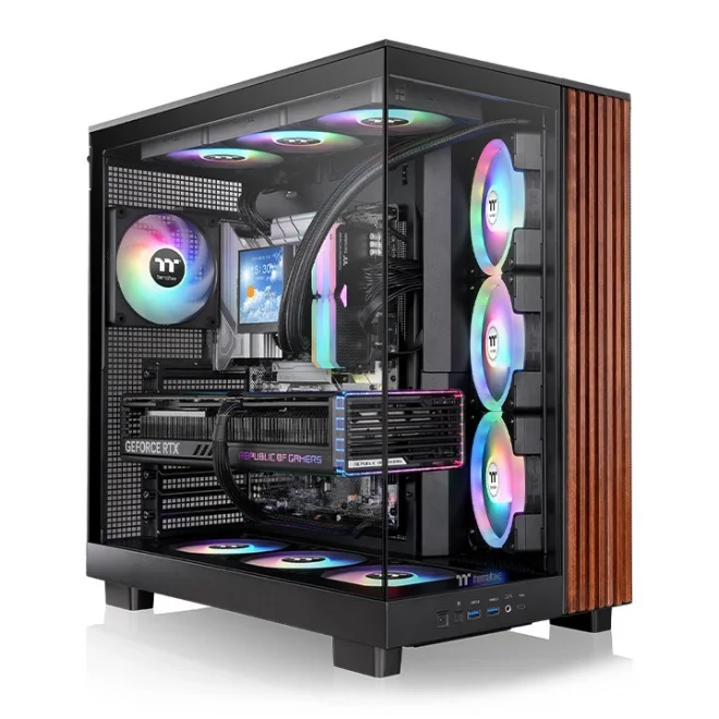 Thermaltake View 380XL Wood Black ARGB Tempered Glass USB 3.2 ATX Mid Tower Kasa