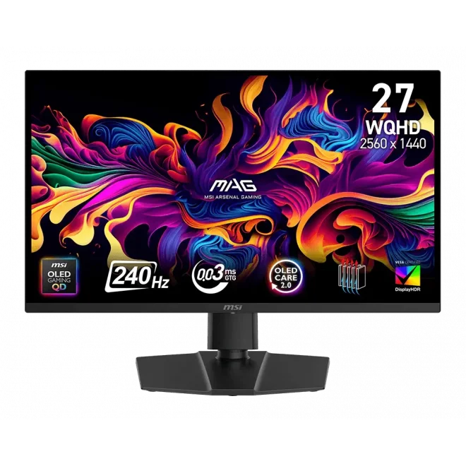 MSI 26.5 MAG 273QP QD-OLED X24 0.03ms 240Hz HDMI,DisplayPort Adaptive-Sync QD-OLED 2K Gaming Monitör