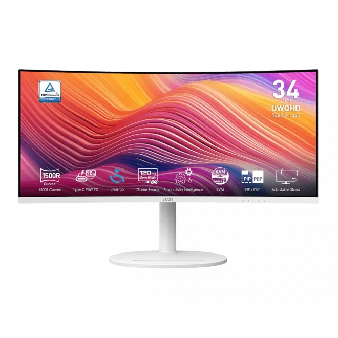 MSI 34 MODERN MD342CQPW White 1ms 120Hz HDMI,DisplayPort Adaptive-Sync VA Curved 4K Gaming Monitör