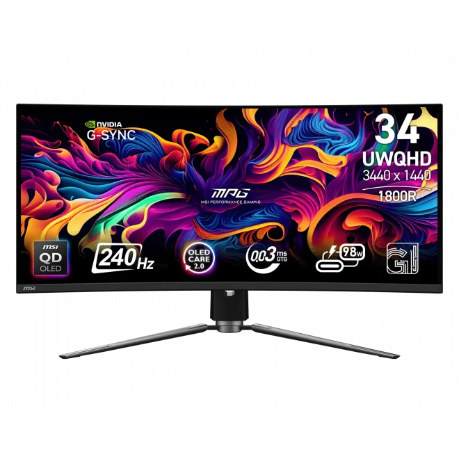 MSI 34.18 MPG 341CQPX QD-OLED 0.03ms 240Hz HDMI,DisplayPort Adaptive-Sync QD-OLED 4K Gaming Monitör