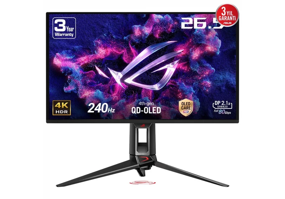 ASUS 26.5 ROG Swift PG27UCDM 0.03ms 240Hz HDMI,DisplayPort,USB-C G-Sync QD-OLED Pivot 4K Gaming Monitör