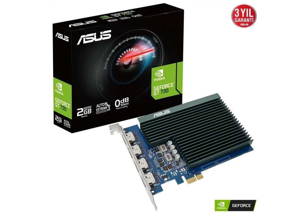 ASUS GT730-4H-SL-2GD5 GeForce GT 730 2GB GDDR5 64 Bit 4×HDMI Fansız Ekran Kartı