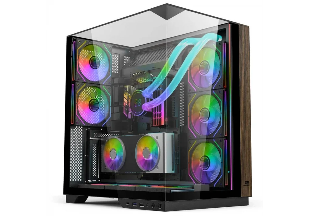 PowerBoost ECLIPSE Siyah Ahşap ARGB Tempered Glass USB 3.0 ATX Mid Tower Kasa