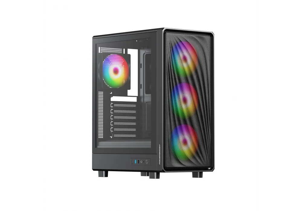 PowerBoost PBA5065B-650 650W 80+ Siyah ARGB Tempered Glass USB 3.0 E-ATX Mid Tower Kasa