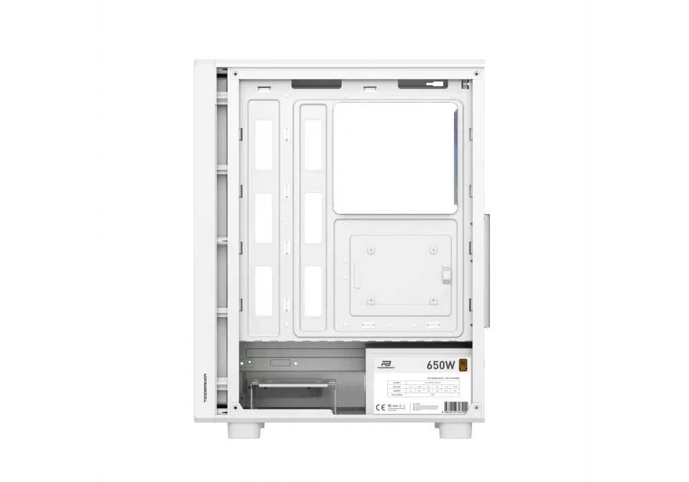 PowerBoost PBA5065W-650 650W 80+ Beyaz ARGB Tempered Glass USB 3.0 E-ATX Mid Tower Kasa
