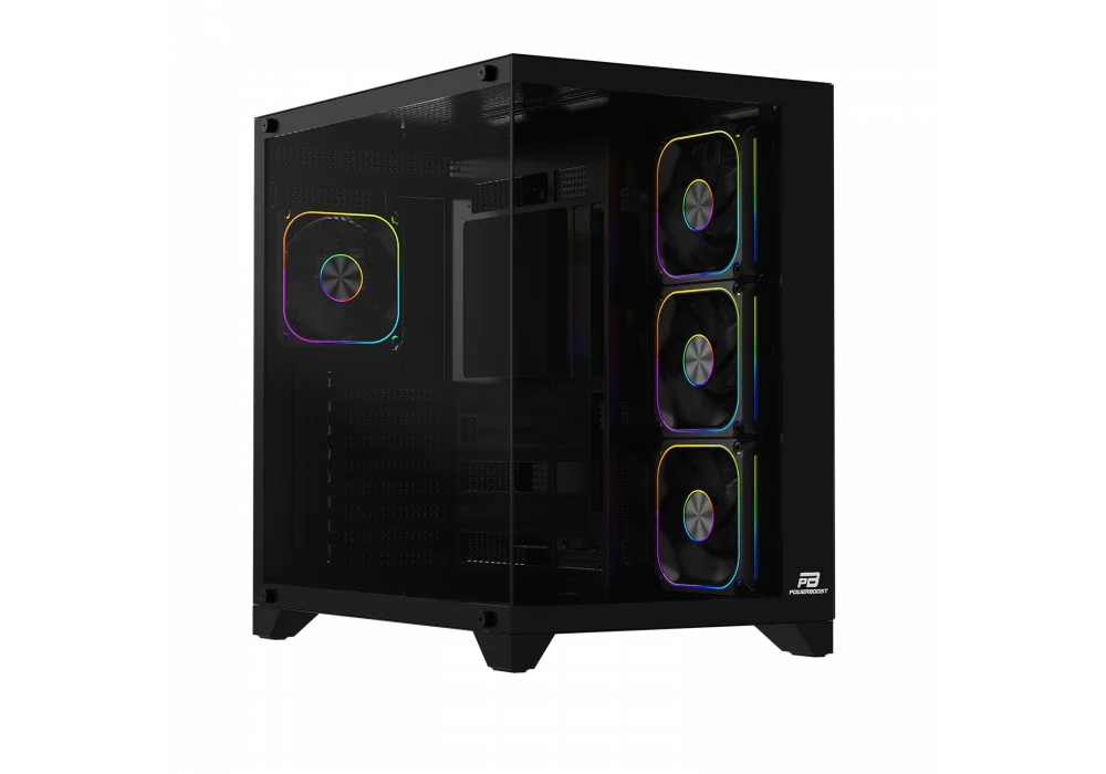 PowerBoost PB-9025B 750W 80+ Siyah ARGB Tempered Glass USB 3.2 ATX Mid Tower Kasa