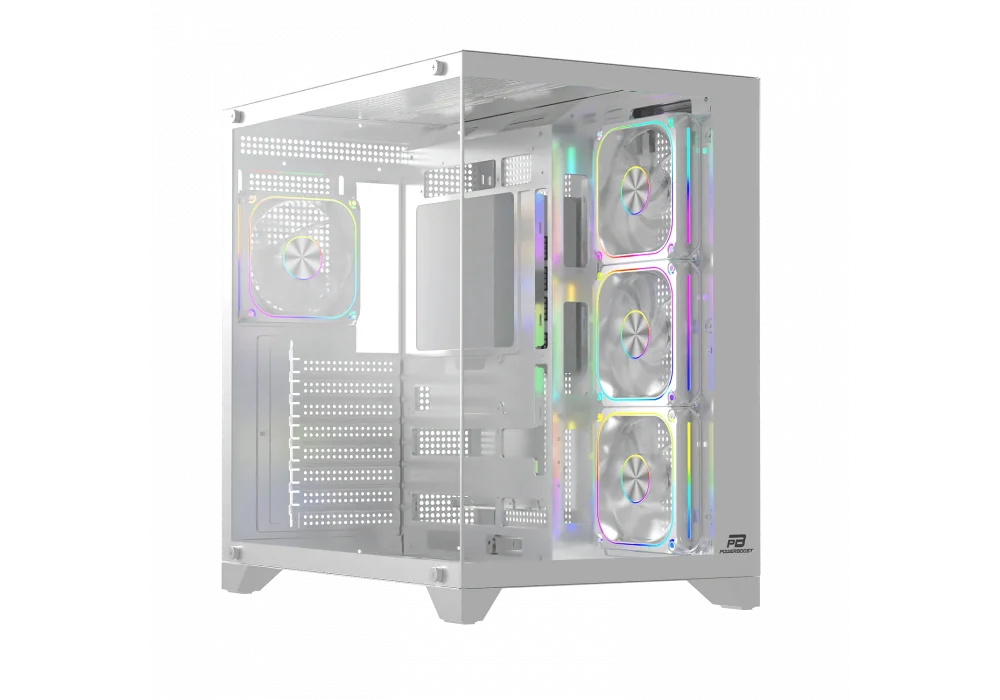 PowerBoost PB-9025W 750W 80+ Beyaz ARGB Tempered Glass USB 3.2 ATX Mid Tower Kasa