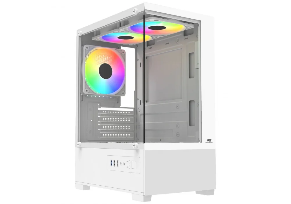 PowerBoost M5001BW 500W Beyaz Rainbow Tempered Glass USB 3.0 mATX Mini Tower Kasa