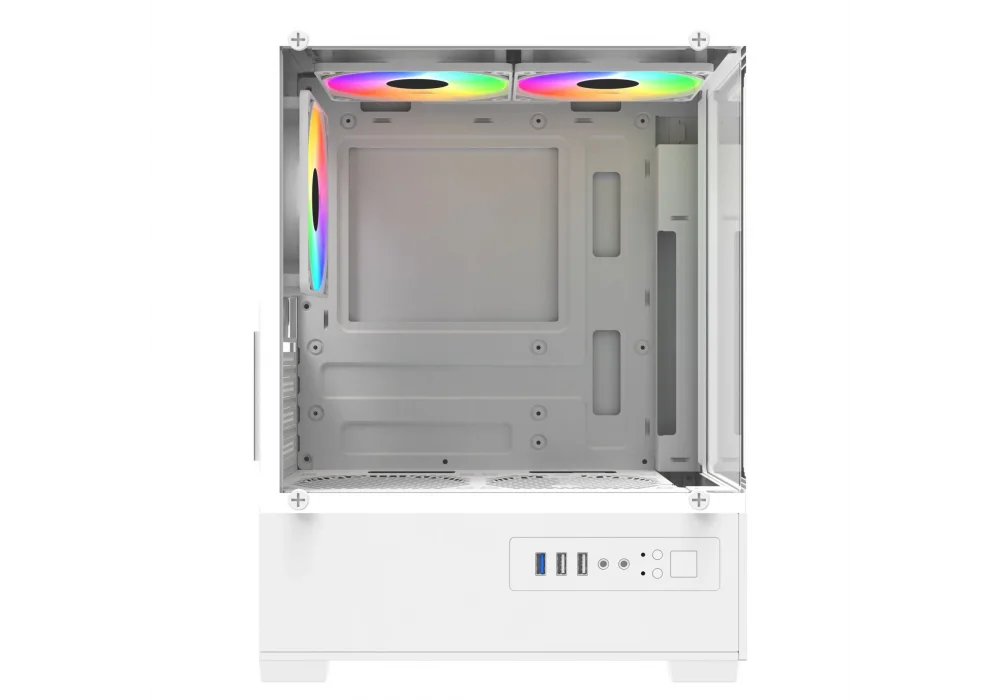 PowerBoost M5001BW 500W Beyaz Rainbow Tempered Glass USB 3.0 mATX Mini Tower Kasa