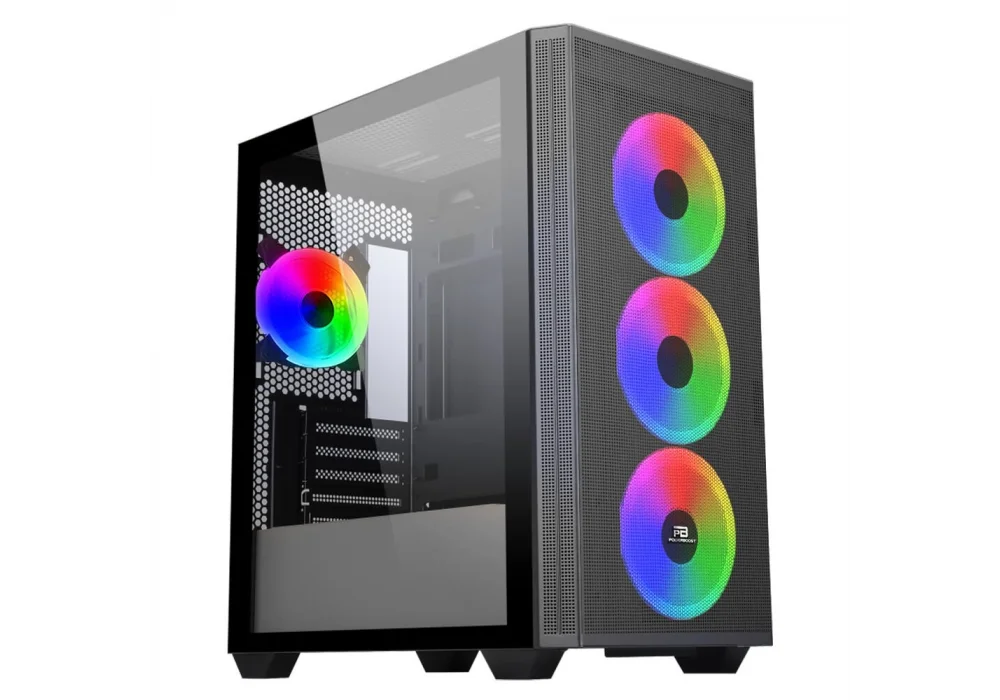 PowerBoost PB-P2252BB Siyah ARGB Tempered Glass USB 3.0 mATX Mid Tower Kasa