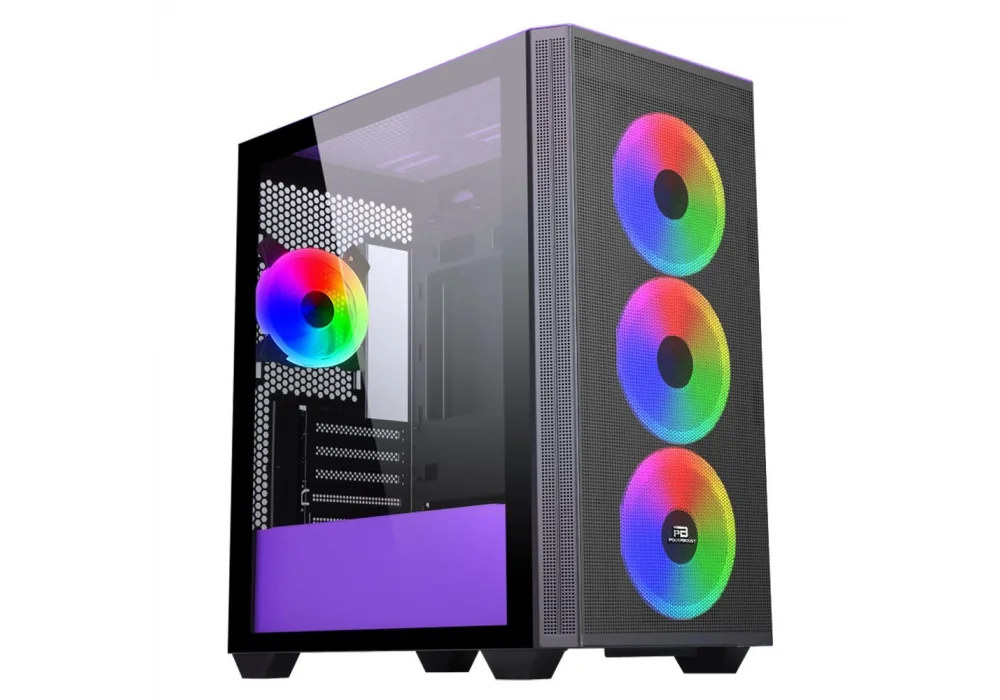 PowerBoost PB-P2252BP Siyah Tempered Glass ARGB USB 3.0 mATX Mid Tower Kasa