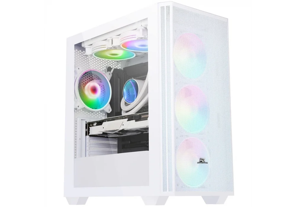 PowerBoost PB-P2252BW Beyaz Tempered Glass ARGB USB 3.0 mATX Mid Tower Kasa