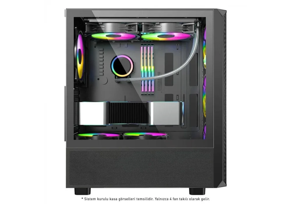PowerBoost PB-P3602BB 850W 80+ Siyah Tempered Glass USB 3.0 ATX Mid Tower Kasa
