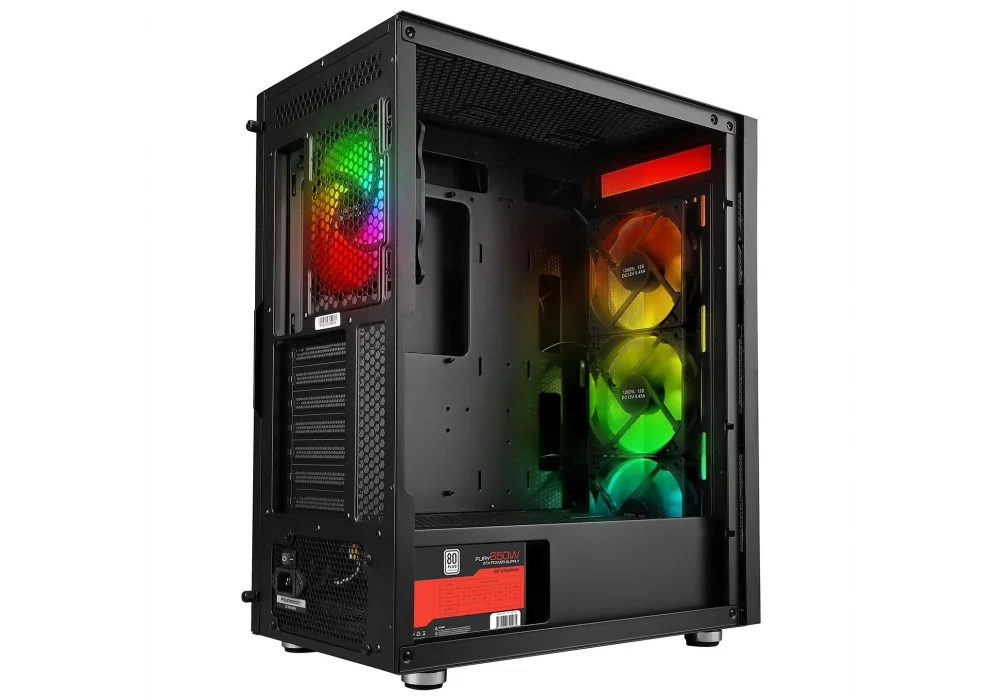 PowerBoost PB-P3701B 650W 80+ Siyah ARGB Mesh Tempered Glass USB 3.0 ATX Mid Tower Kasa
