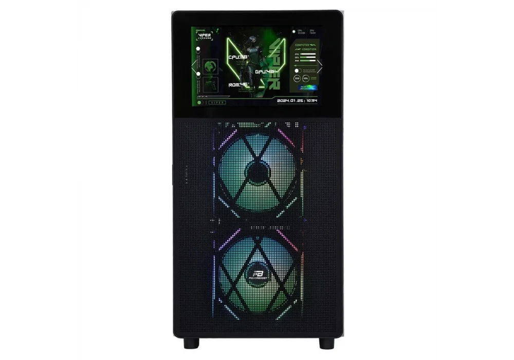 PowerBoost PB-P4367BB LCD Siyah ARGB Tempered Glass USB 3.0 ATX Mid Tower Kasa