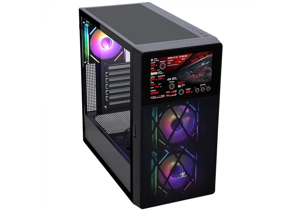 PowerBoost PB-P4367BB LCD Siyah ARGB Tempered Glass USB 3.0 ATX Mid Tower Kasa