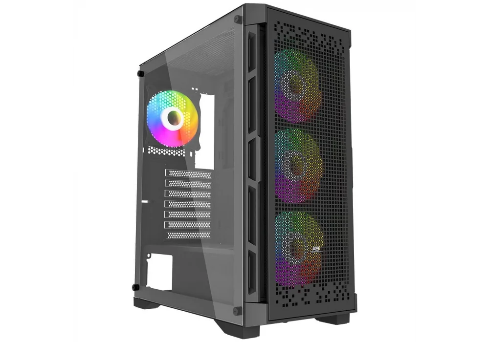 PowerBoost PB-PS7840B 600W Tempered Glass Rainbow USB 3.0 ATX Mid Tower Kasa
