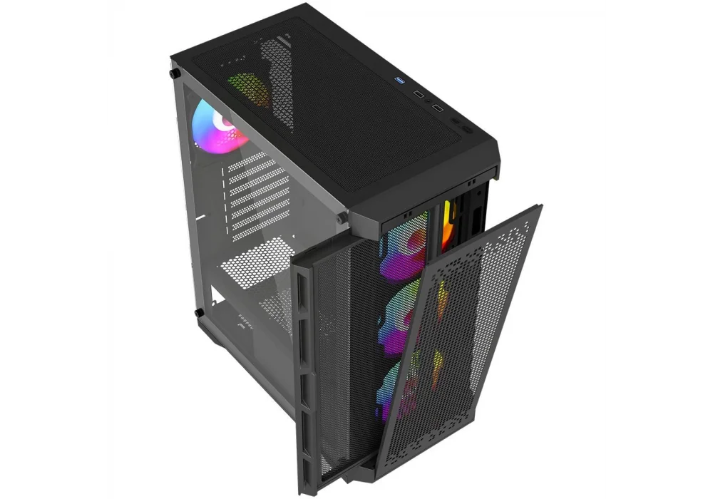 PowerBoost PB-PS7840B 600W Tempered Glass Rainbow USB 3.0 ATX Mid Tower Kasa