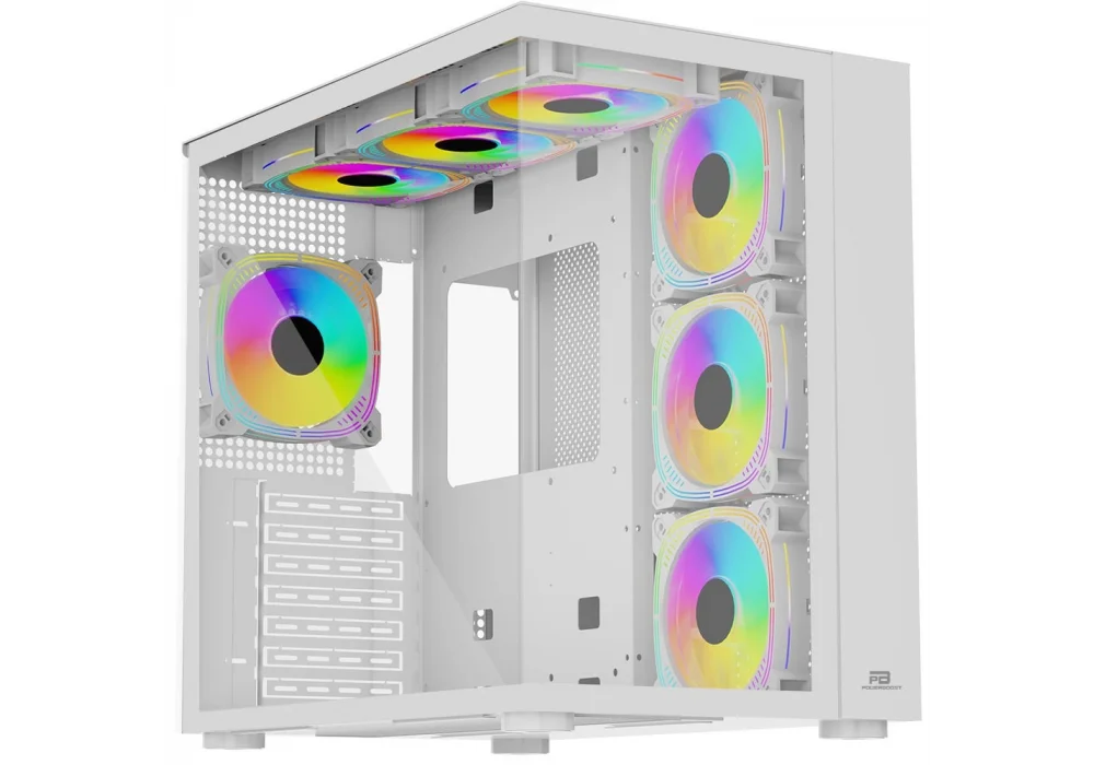 PowerBoost PB-SS02BW Beyaz RGB Tempered Glass USB 3.0 ATX Mid Tower Kasa