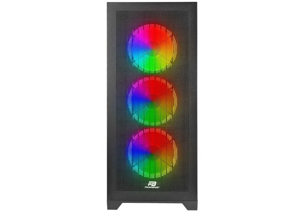 PowerBoost VK-G4306S Siyah RGB Mesh Tempered Glass USB 3.0 E-ATX Mid Tower Kasa