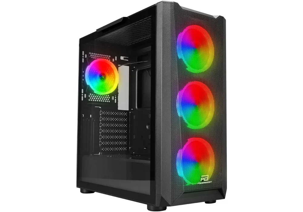 PowerBoost VK-W001B Siyah ARGB Mesh Tempered Glass USB 3.0 E-ATX Mid Tower Kasa