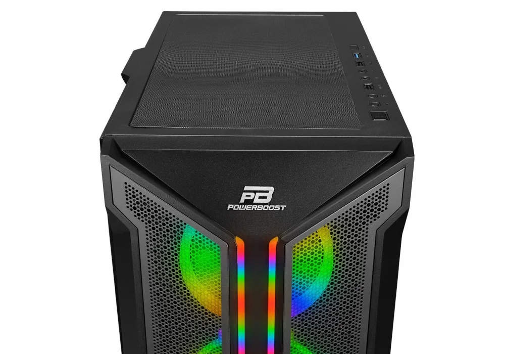 PowerBoost VK-Z002B Siyah ARGB Mesh Tempered Glass USB 3.0 E-ATX Mid Tower Kasa