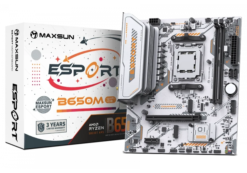 Maxsun E-Sport B650M WIFI ICE 6000MHz(OC) M.2 AM5 mATX Anakart