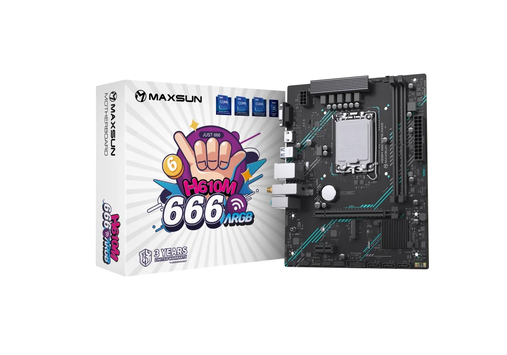 Maxsun H610M 666 WIFI ARGB 3200Mhz(OC) M.2 1700p mATX Anakart