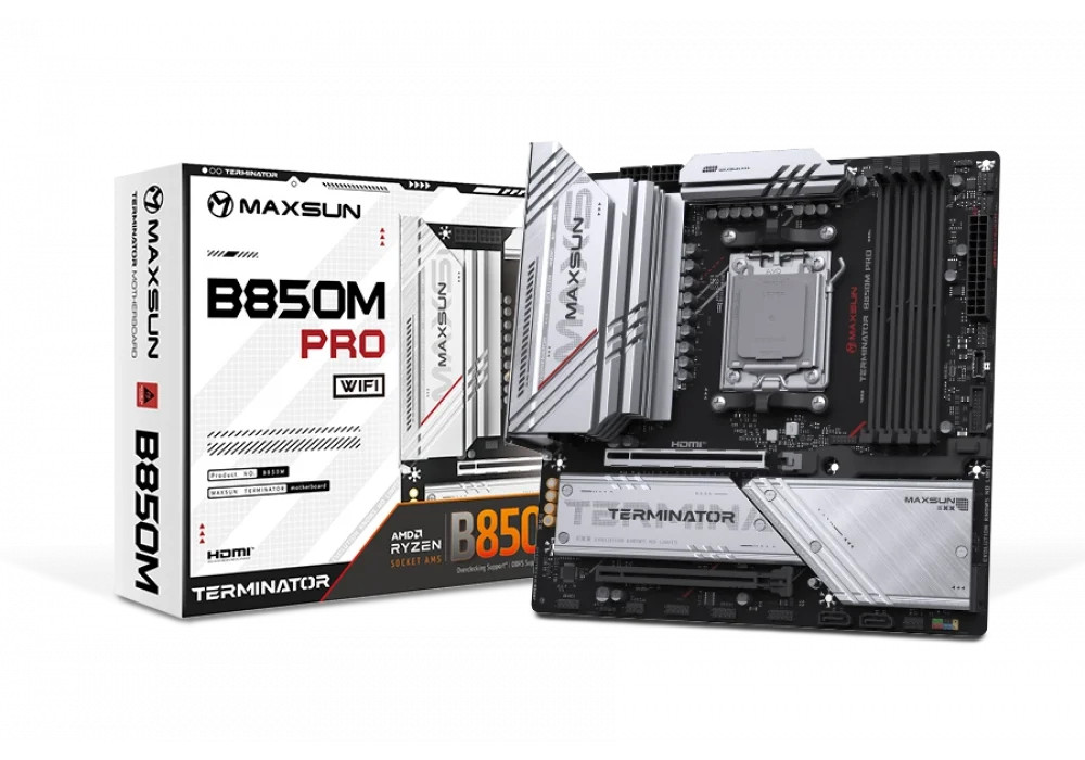 Maxsun Terminator B850M PRO WIFI 7800MHz(OC) M.2 AM5 mATX Anakart