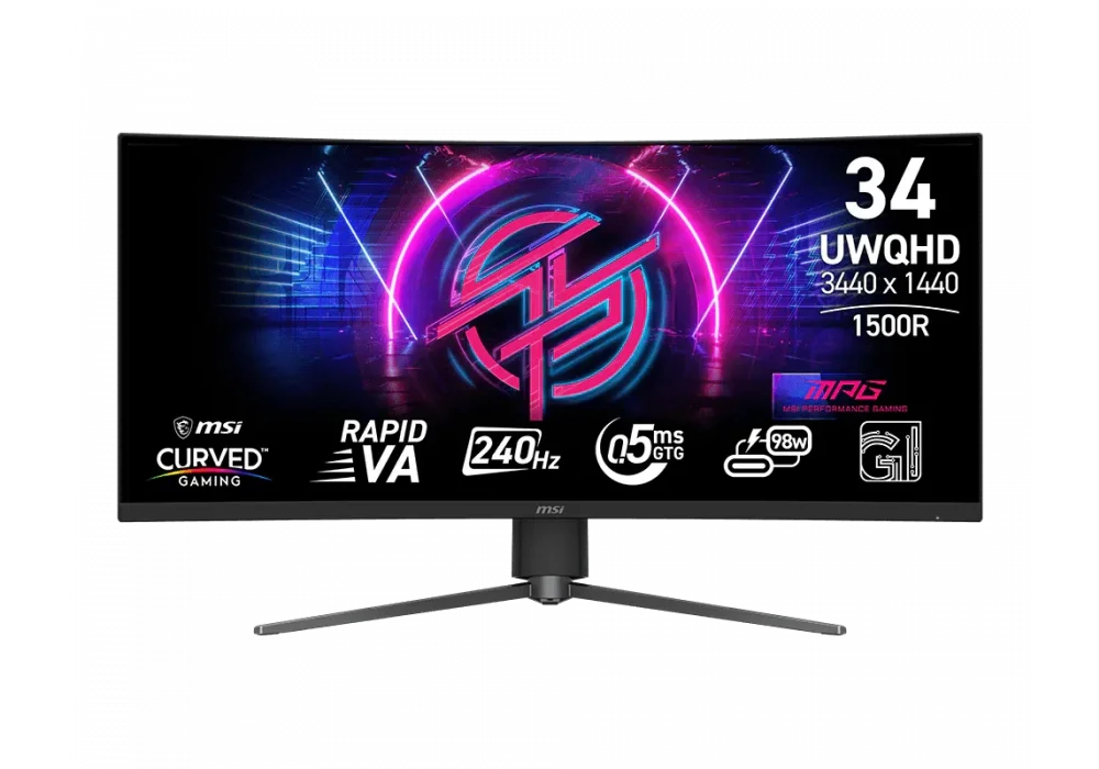 MSI 34 MPG 346CQRF X24 0.5ms 240Hz HDMI,DisplayPort Adaptive-Sync Rapid VA Curved UWQHD Gaming Monitör